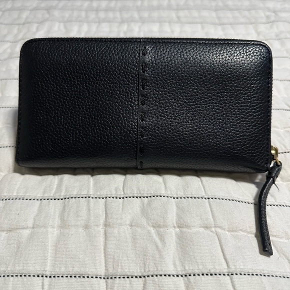 Tory Burch Black Pebbled Leather Zip-Around Wallet - Picture 2 of 13